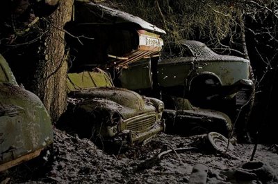 Car Scrap Yard at Night