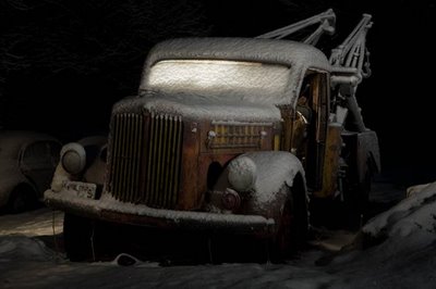 Car Scrap Yard at Night