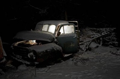 Car Scrap Yard at Night