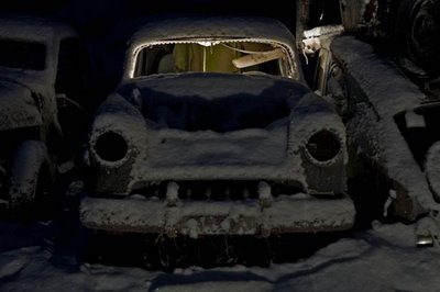 Car Scrap Yard at Night