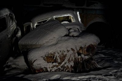 Car Scrap Yard at Night