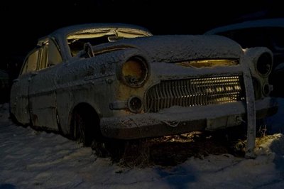 Car Scrap Yard at Night