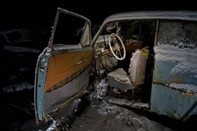 Car Scrap Yard at Night