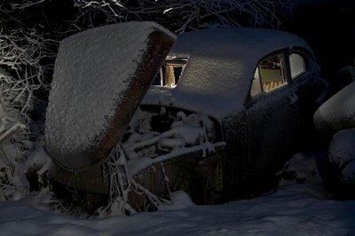 Car Scrap Yard at Night