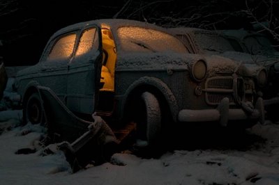 Car Scrap Yard at Night