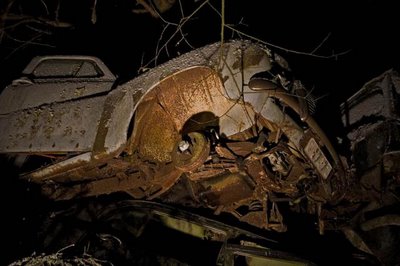 Car Scrap Yard at Night