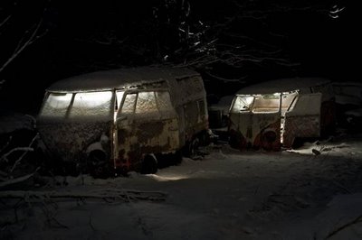 Car Scrap Yard at Night