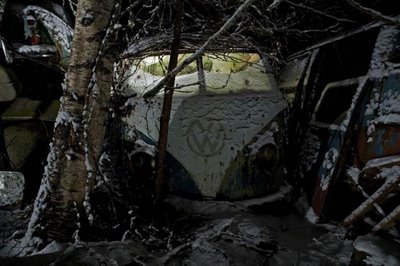 Car Scrap Yard at Night