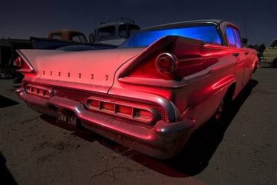 Night Photography of Abandoned Cars