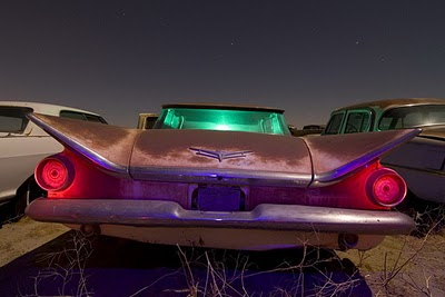 Night Photography of Abandoned Cars