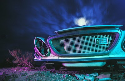 Night Photography of Abandoned Cars