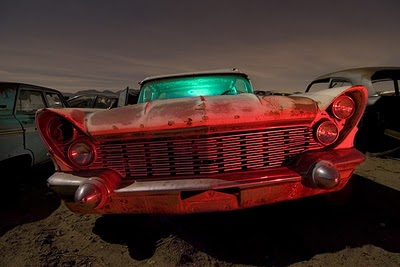 Night Photography of Abandoned Cars