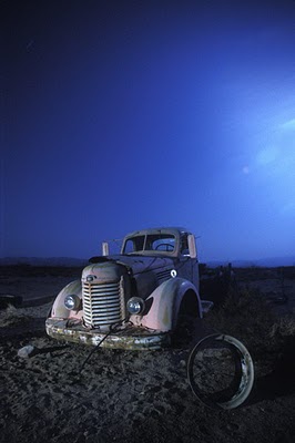 Night Photography of Abandoned Cars