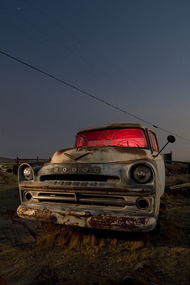 Night Photography of Abandoned Cars