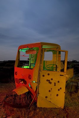 Night Photography of Abandoned Cars