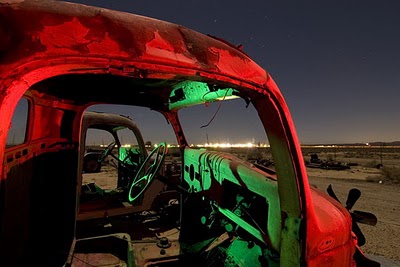 Night Photography of Abandoned Cars