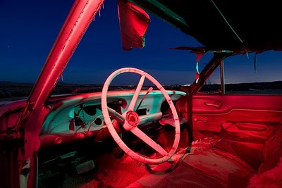 Night Photography of Abandoned Cars