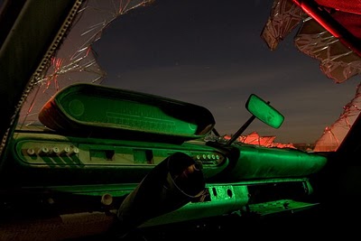 Night Photography of Abandoned Cars